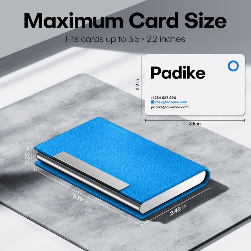 Padike Business Card Holder, Business Card Case Professional PU Leather & Stainless Steel Multi Card Case,Business Card Holder Wallet Credit card ID Case/Holder For Men & Women. (U-Blue) - Image 5